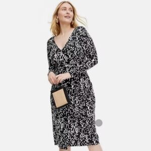 Diane Von Furstenberg Target Sea Spot Wrap MIDI Dress Women S Black